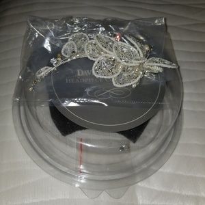Davids Bridal Wedding Ivory flower beaded lacey leafy hair Headpiece‎